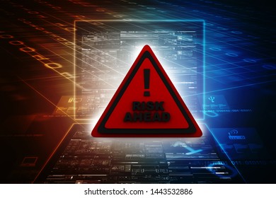 3d rendering Exclamation sign with risk ahead