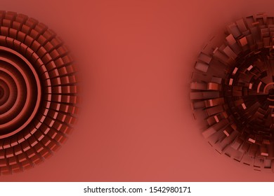 3d Rendering Of Exploded Perspective Of Abstract Object. Demolish Or Rebuild.