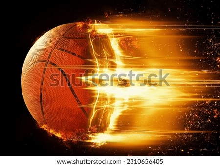 3d rendering exploding flame basketball ball