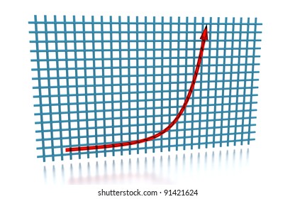 3D rendering of the exponential growth curve