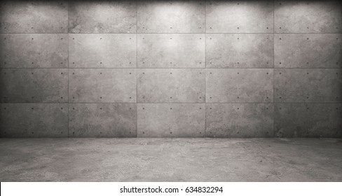 3d rendering of exposed concrete wall