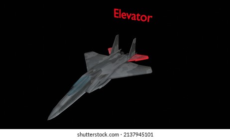 3D Rendering Of F-15 Eagle Aircraft Control Surface: Elevator. F15 Movement Of The Horizontal Control Surface For The Generation Of The Pitching Moment