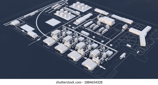 3d Rendering Factory Industry Isometric