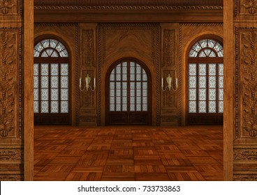 3D rendering of a fairy tale ballroom