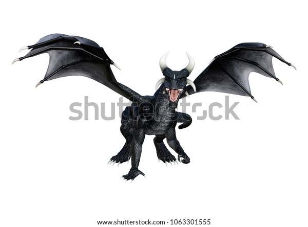 3d Rendering Fantasy Black Dragon Isolated Stock Illustration ...