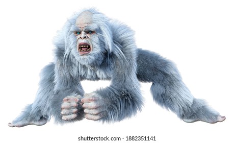 3D Rendering Of A Fantasy Creature Yeti Isolated On White Background