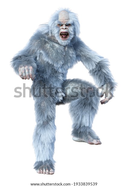 3D rendering of a fantasy creature yeti\
isolated on white\
background
