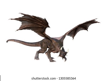 3d Rendering Fantasy Dragon Flying Isolated Stock Illustration ...