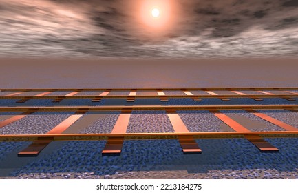 3d Rendering Fantasy Landscape Railroad Track