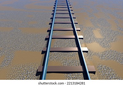 3d Rendering Fantasy Landscape Railroad Track