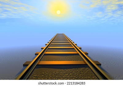 3d Rendering Fantasy Landscape Railroad Track