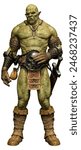 3D rendering of a fantasy monster orc isolated on white background