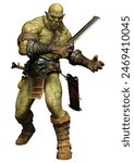 3D rendering of a fantasy monster orc isolated on white background