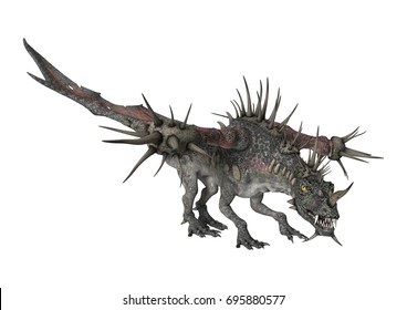 3d Rendering Fantasy Spiky Dragon Isolated Stock Illustration 719901400 