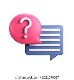 3d Rendering Faq Icon, Question Mark With Bubble Chat 