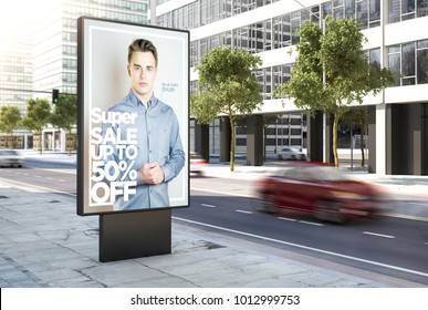 3d rendering fashion advertising poster on the city