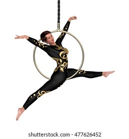 3D rendering of a female circus performer isolated on white background