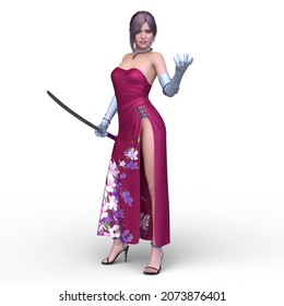 3D Rendering Of A Female Fencer