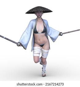 3D Rendering Of A Female Fencer