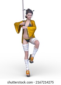 3D Rendering Of A Female Fencer