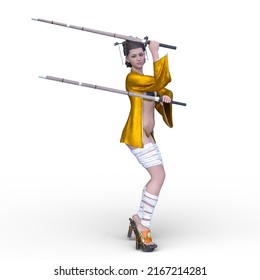 3D Rendering Of A Female Fencer