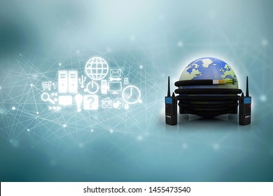 3d Rendering Fiber Optical Cable Detail With Latest Radio Transceivers