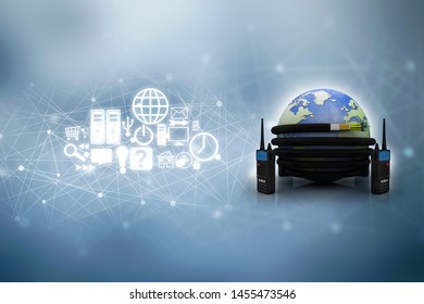 3d Rendering Fiber Optical Cable Detail With Latest Radio Transceivers