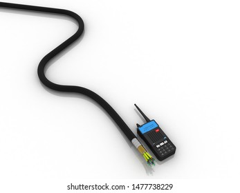 3d Rendering Fiber Optical Cable Detail With Latest Radio Transceivers