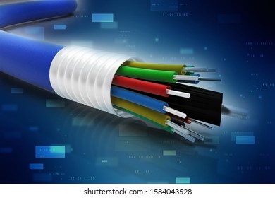 3d rendering Fiber optical cable detail