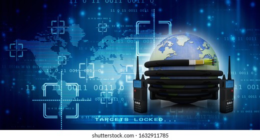 3d Rendering Fiber Optical Cable Detail With Latest Radio Transceivers