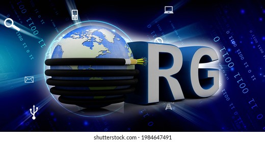 3d Rendering Fiber Optical Cable Detail Connected Globe With Org