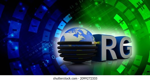 3d Rendering Fiber Optical Cable Detail Connected Globe With Org
