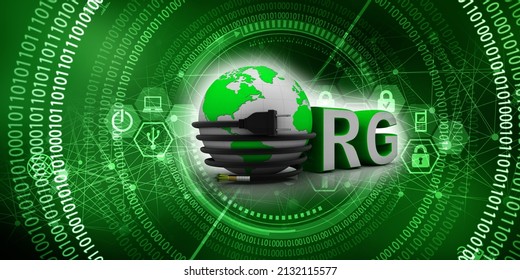 3d Rendering Fiber Optical Cable Detail Connected Globe With Org