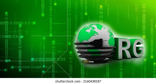 3d Rendering Fiber Optical Cable Detail Connected Globe With Org