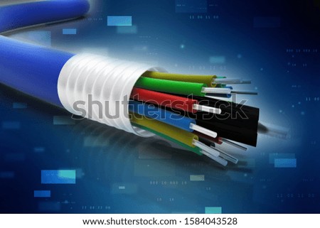 3d rendering Fiber optical cable detail