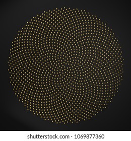 3d Rendering Of Fibonacci Spiral. Many Dots Generated In Golden Ratio Positions. Abstract Metal Dotted Flower Isolated On Black Background