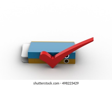 3d rendering of File folder with tick mark