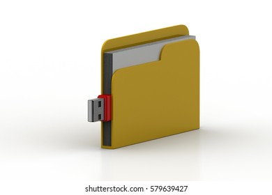 3D rendering of File folder usb