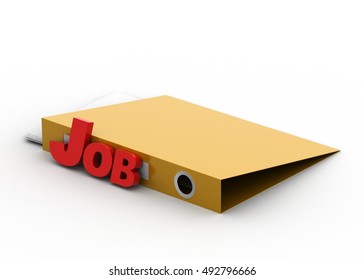  3d rendering of File folder with word job