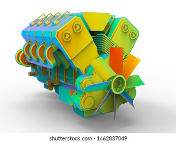 3D rendering - finite element analysis on an engine