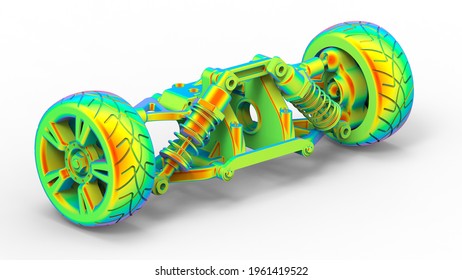 3D rendering - finite element analysis of a car suspension