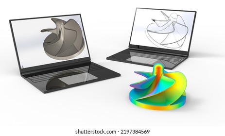 3D Rendering - Finite Element Analysis Of A Hydro Turbine