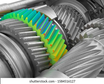 3D rendering - finite element on a gear within an assembly