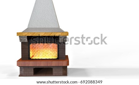 3 D Rendering Fireplace Fire Hearth Coziness Stock Illustration