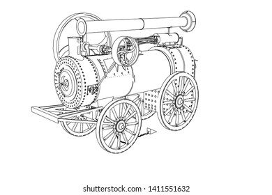 3D Rendering Of The First Steam Tractor