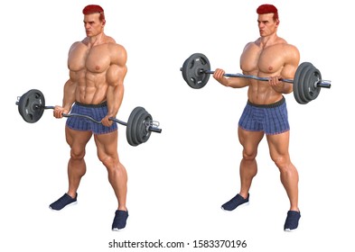 3d Rendering Fitness Man Model Exercising His Biceps Isolated On White