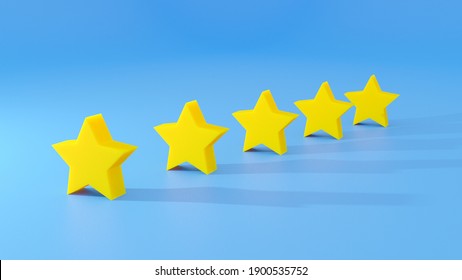 3D Rendering Of Five Stars On Blue Background