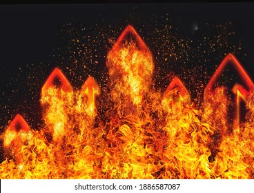 3D rendering flame arrow flying in the dark