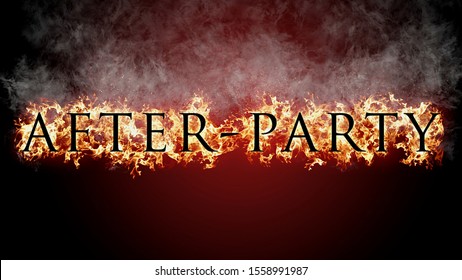 3D rendering flame of fire party related text with smoke in background - Powered by Shutterstock