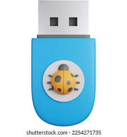 3d rendering flash drive infected malware isolated